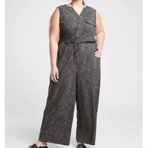Athleta Topanga Printed Jumpsuit‎ Viper Black Size 2X